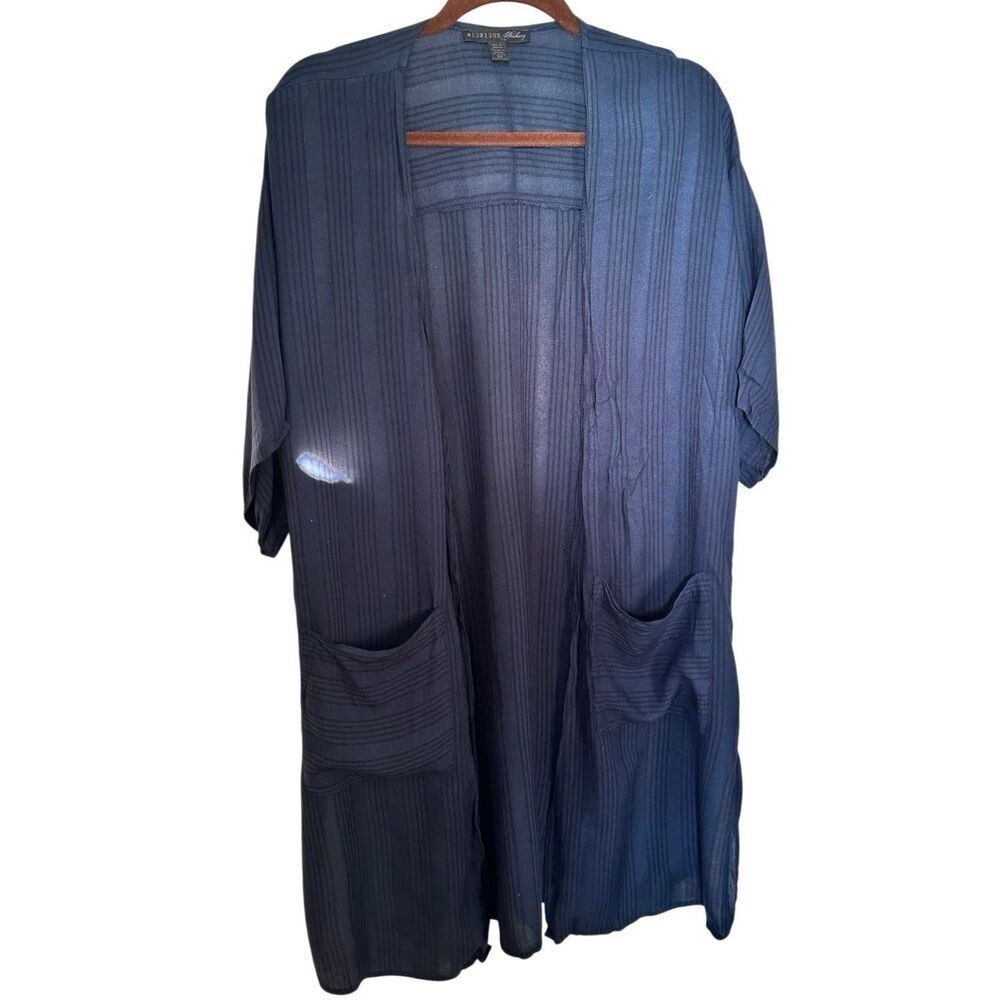 Midnight Bakery Navy Blue Striped Open Front Duster Kimono Robe - Size XS